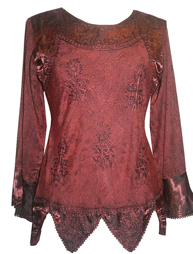 106 B Gypsy Renaissance Victorian Asymmetrical Hem Top Blouse