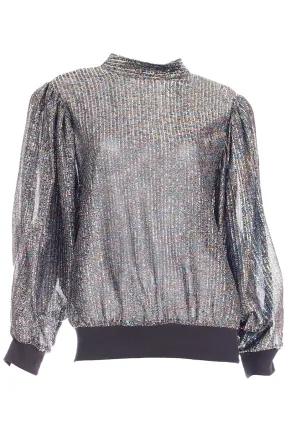 1970s Multi Colored Iridescent Pullover Vintage Tinsel Top