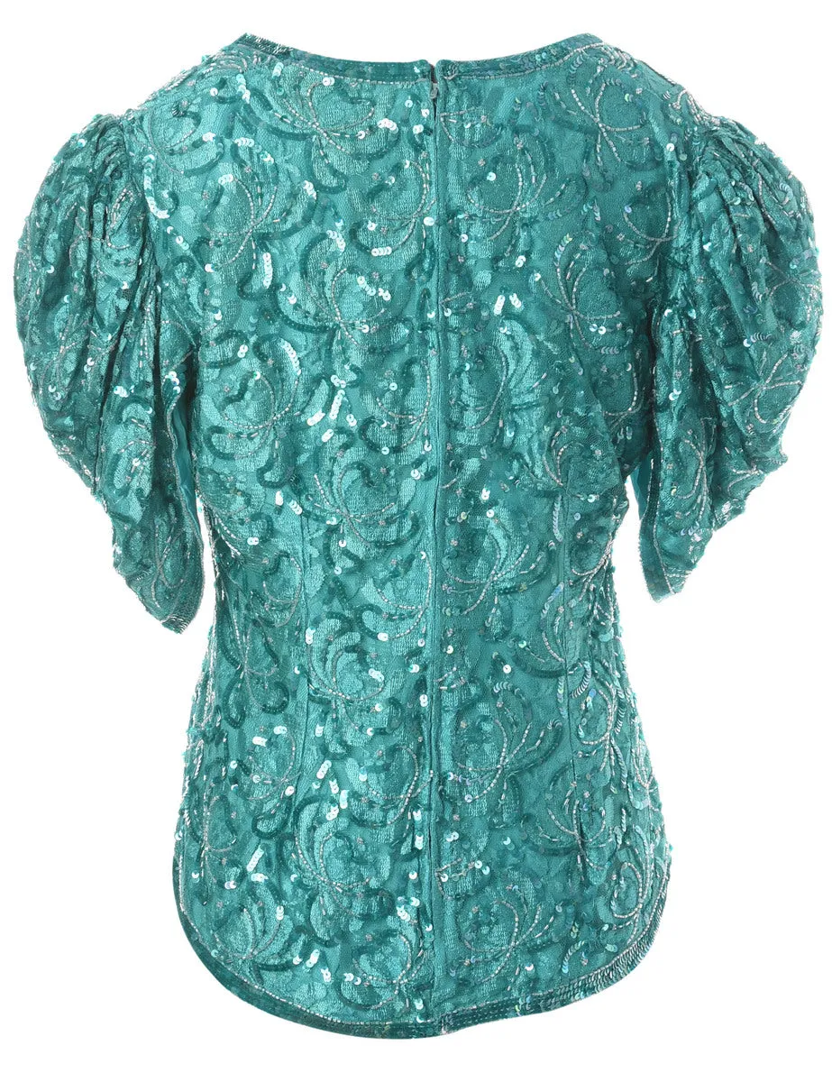 1990s Sequined Evening Top - L