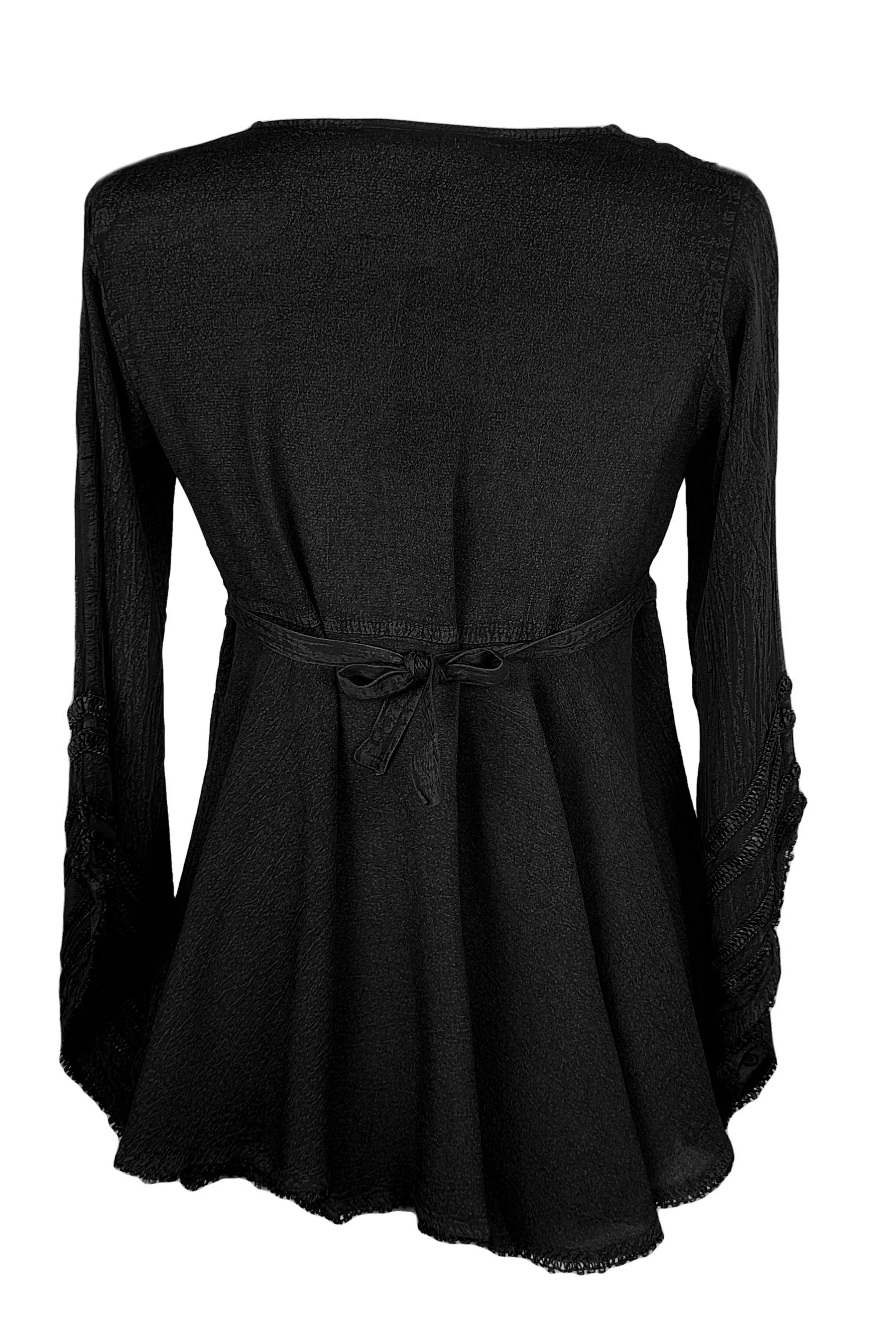 211 B Exquisite Diamond Neck Bell Sleeve Crape Corset Embroidered Blouse
