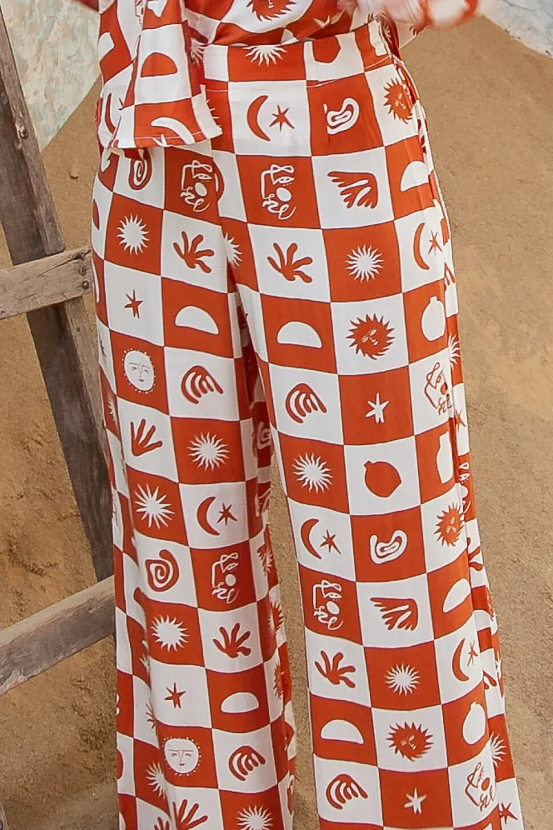 Achillies Pant- Sundance Print-Brown