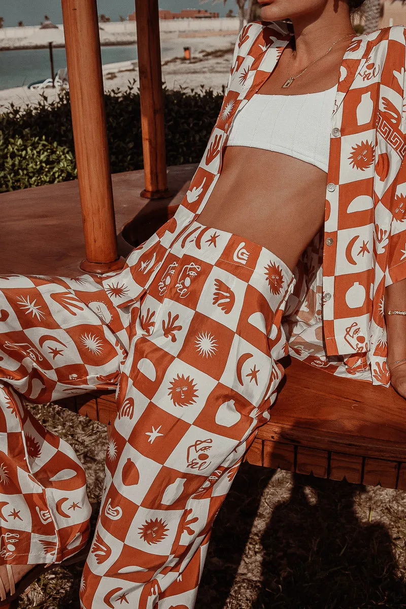 Achillies Pant- Sundance Print-Brown
