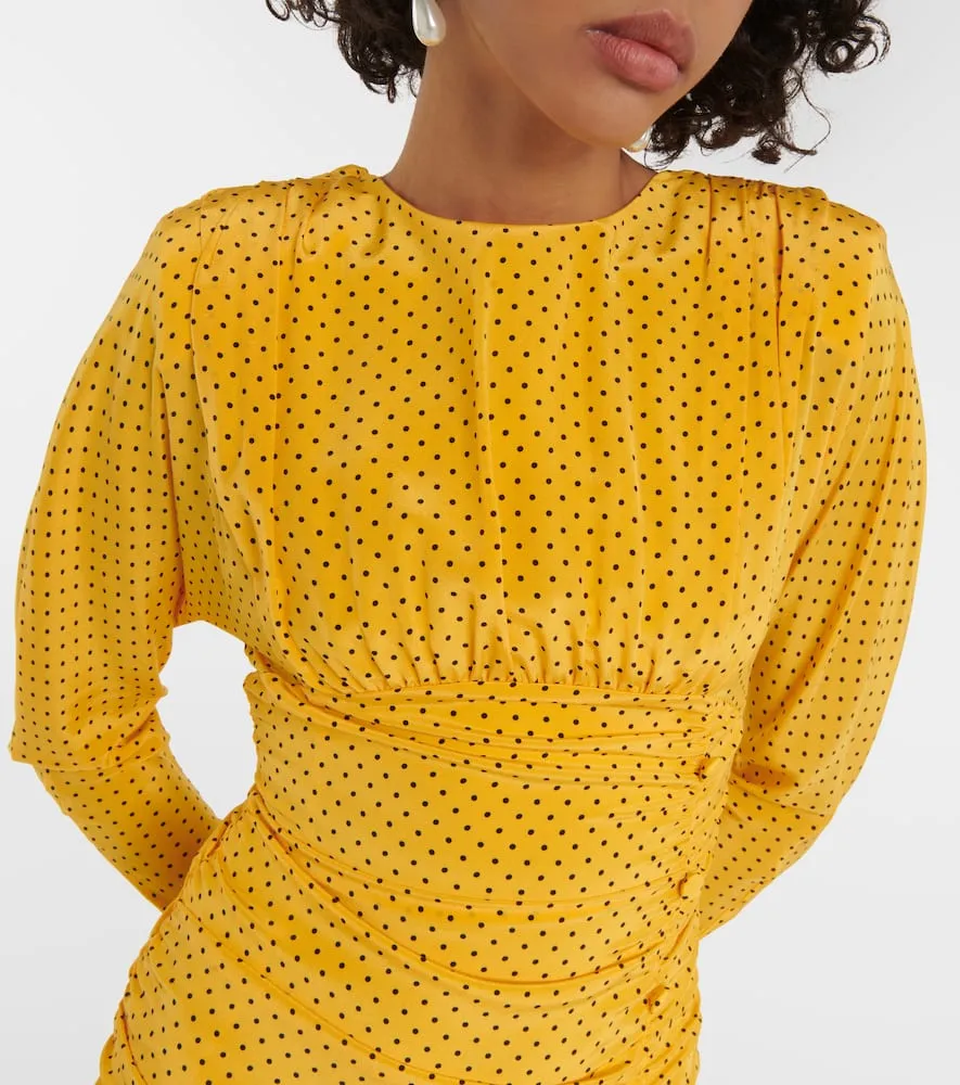 Alessandra Rich Polka-dot ruffled silk minidress