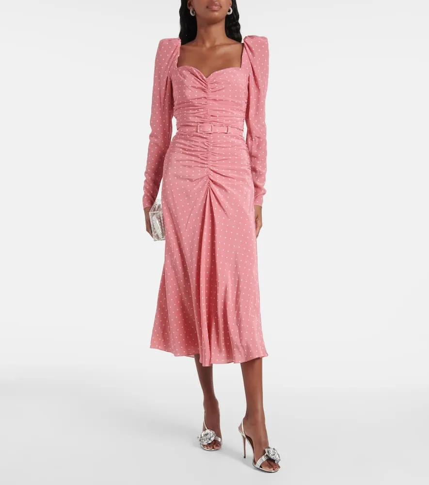 Alessandra Rich Polka-dot silk maxi dress