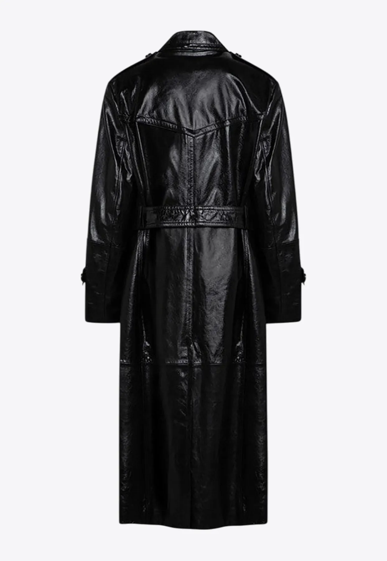 Alfeo Semi-Glossy Leather Trench Coat