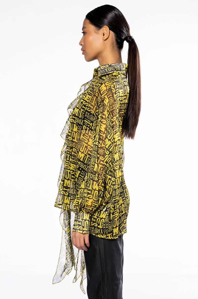 ALL OVER ASYMMETRICAL BUTTONDOWN BLOUSE