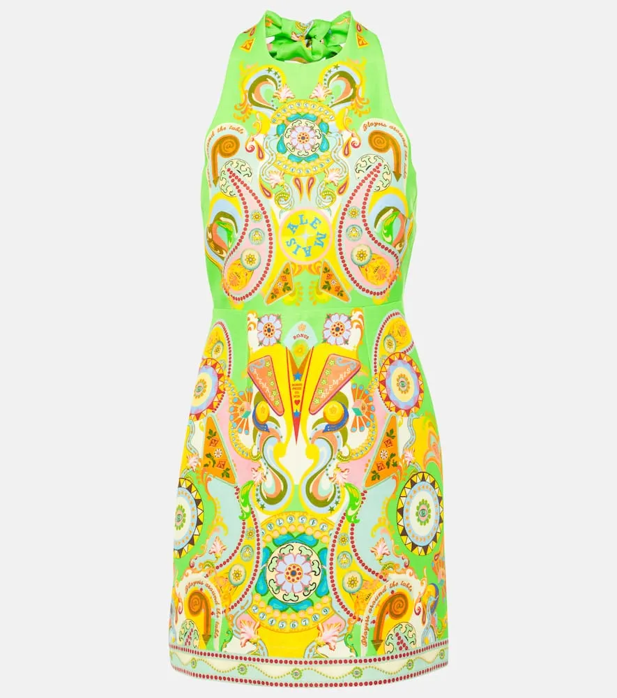Al√É¬©mais Pinball printed linen and silk minidress