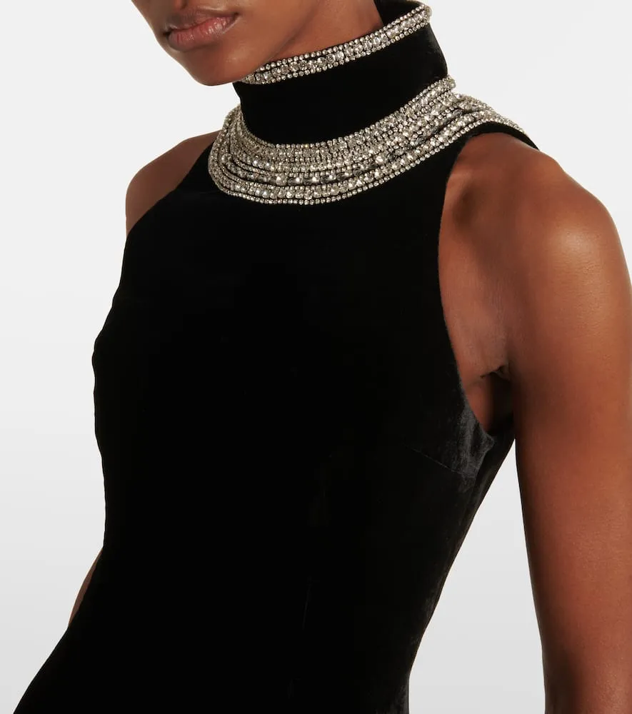 Balmain Crystal-embellished velvet gown