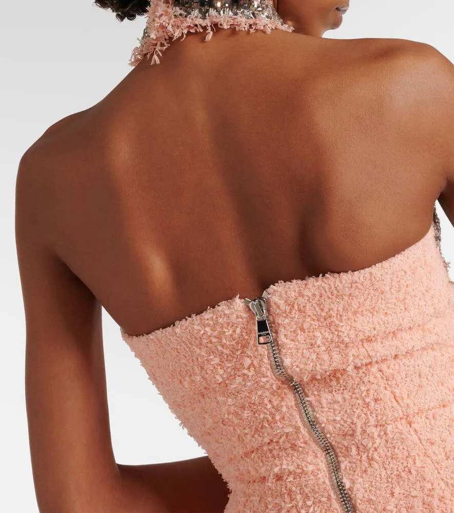 Balmain Embellished halterneck minidress
