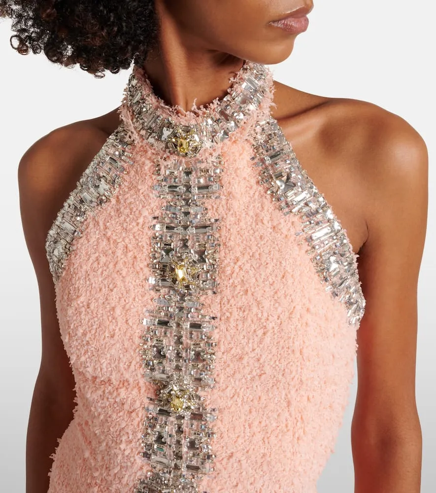 Balmain Embellished halterneck minidress