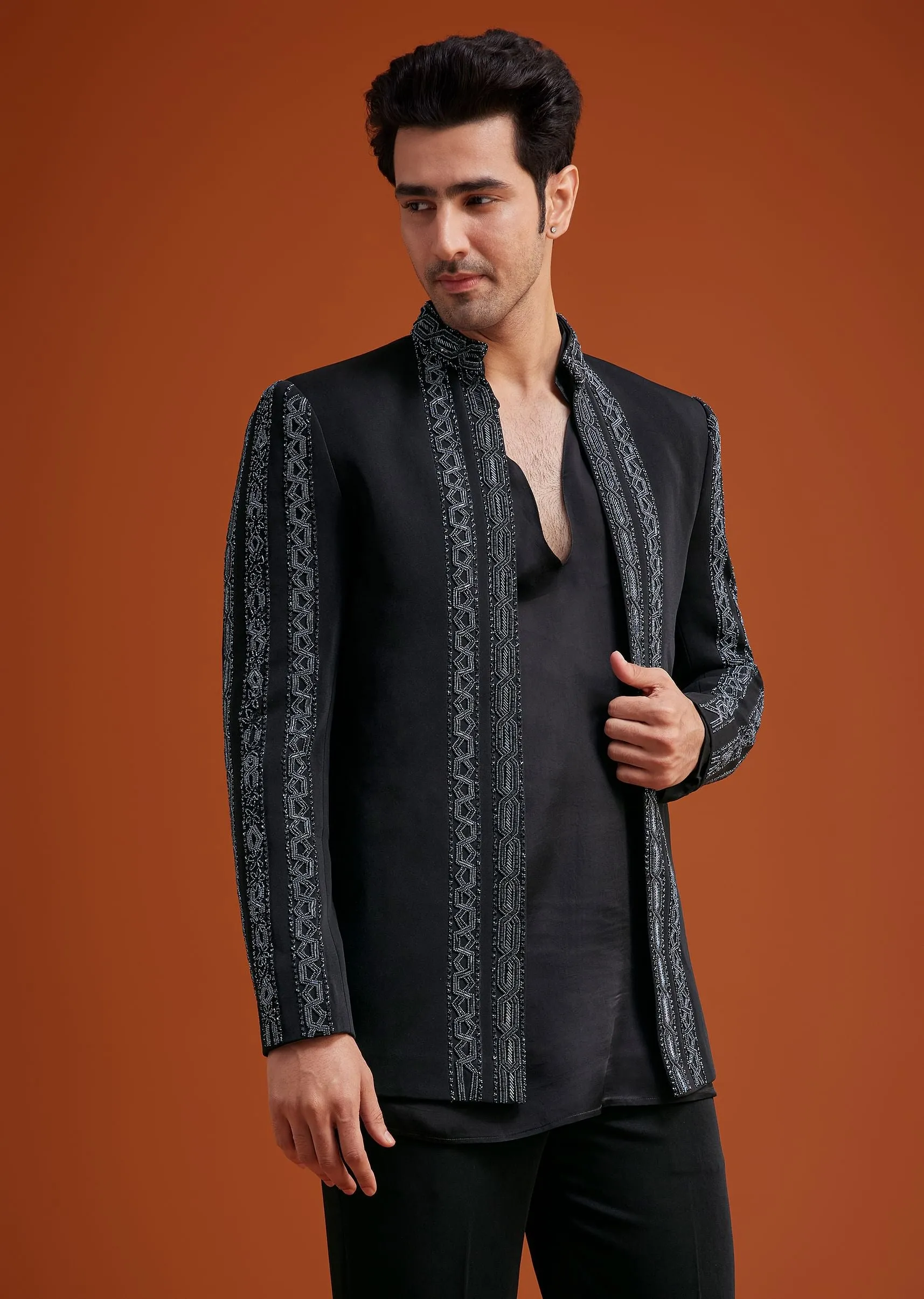 Black Embroidered Jodhpuri Set