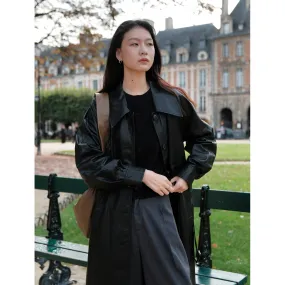 Black Leather Trench Coat