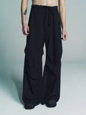 Black Poly Wide Trousers