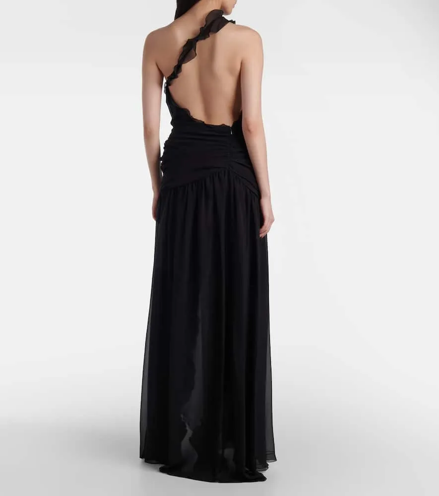 Blumarine Ruffled halterneck silk maxi dress