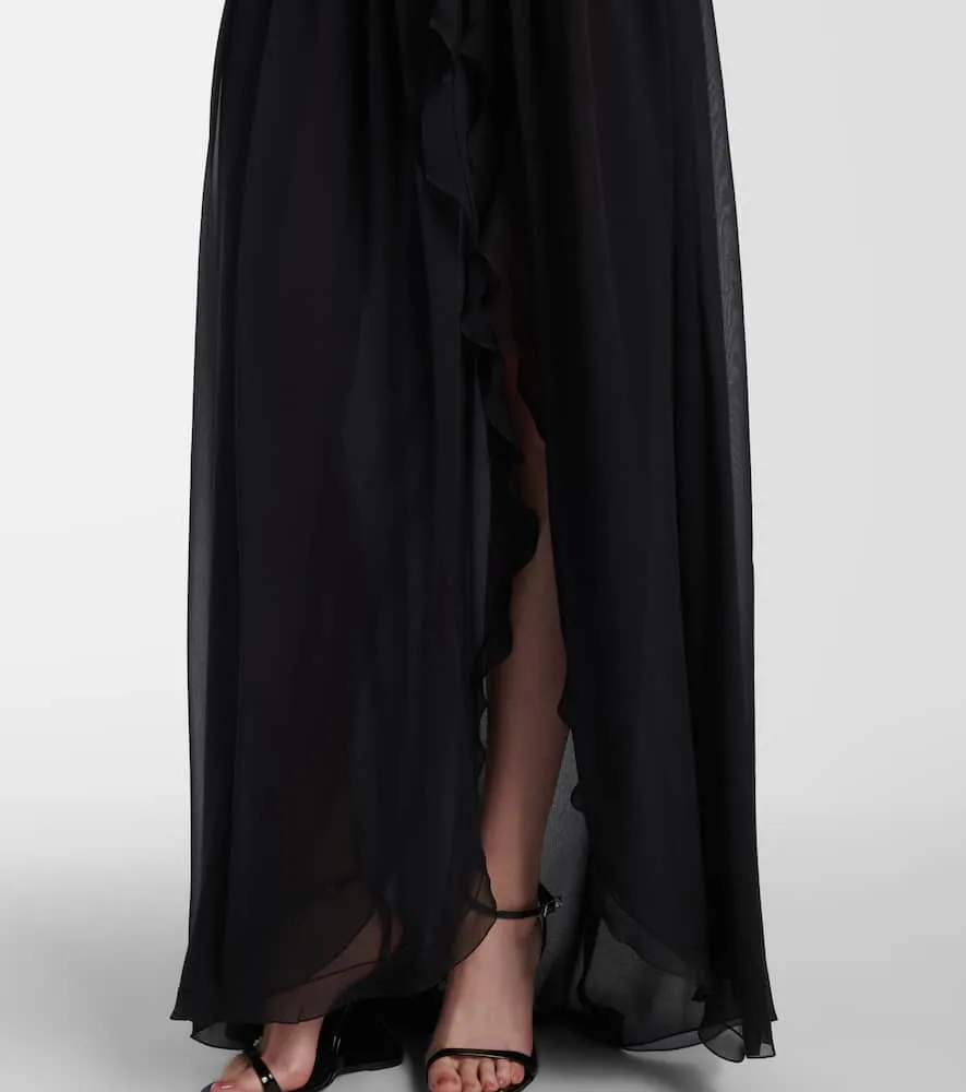 Blumarine Ruffled halterneck silk maxi dress