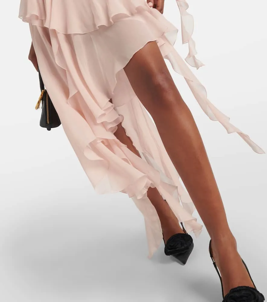 Blumarine Ruffled silk georgette minidress