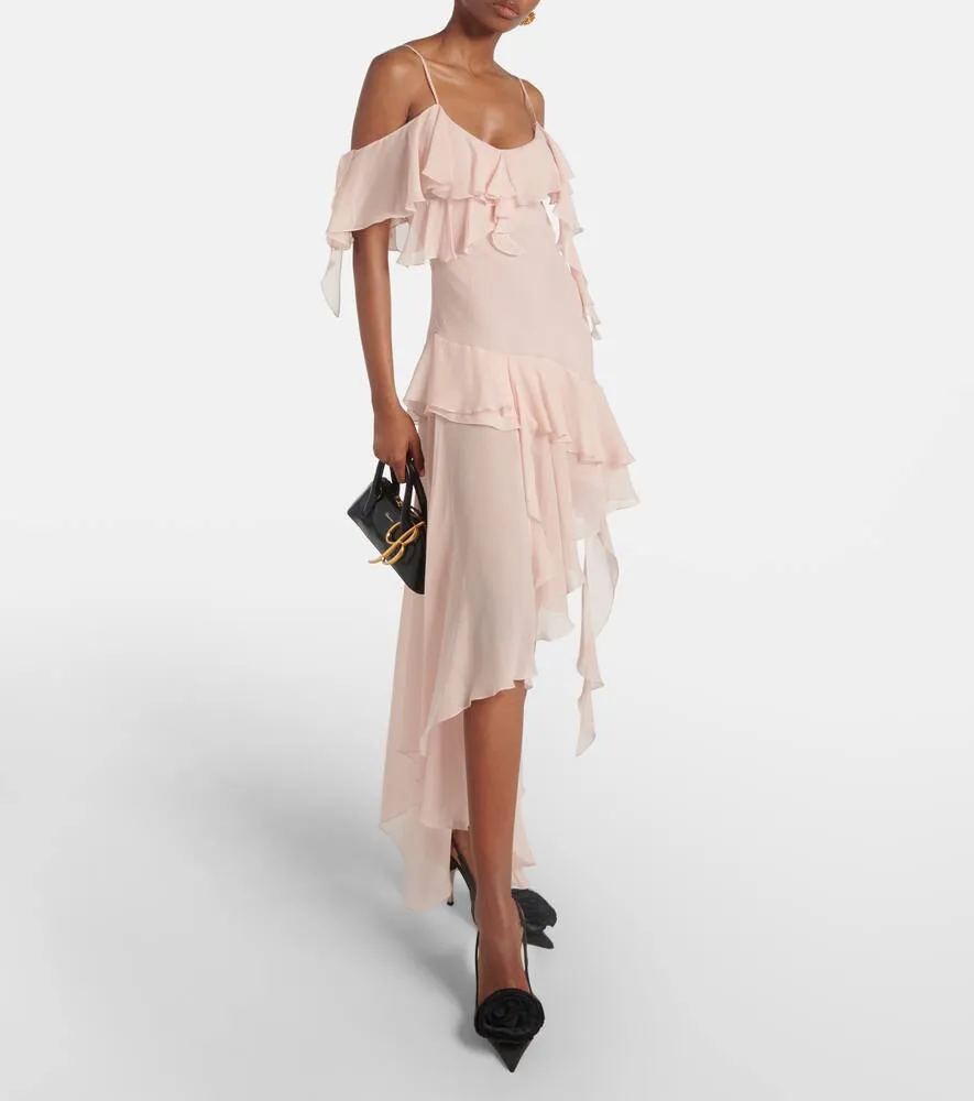 Blumarine Ruffled silk georgette minidress