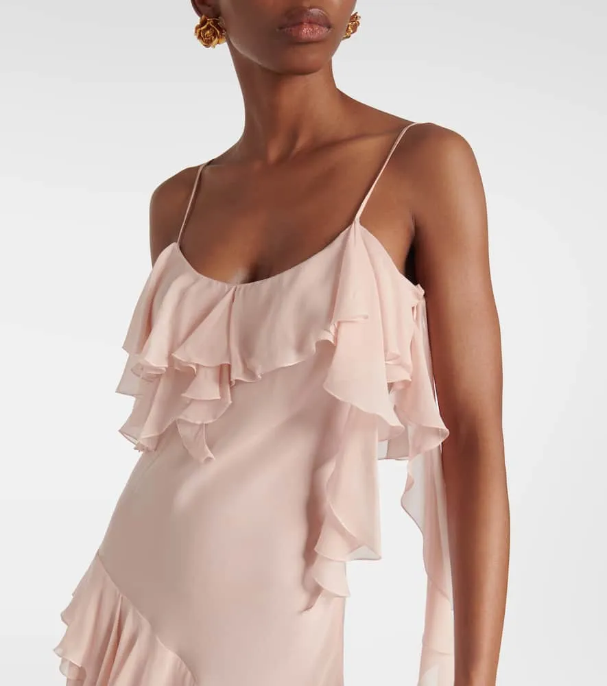 Blumarine Ruffled silk georgette minidress
