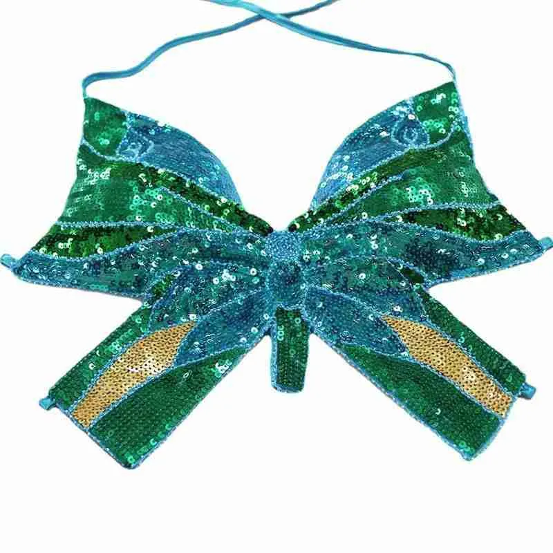 Butterfly Sequin Crop Tops