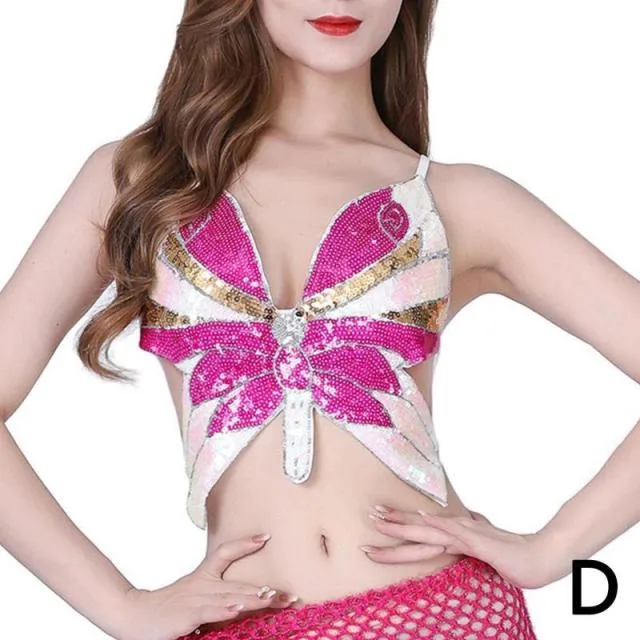 Butterfly Sequin Crop Tops