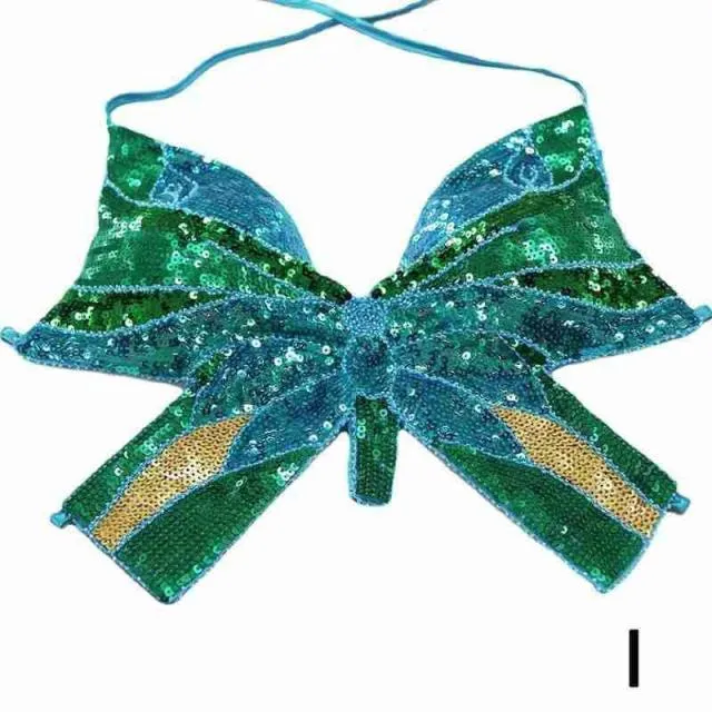 Butterfly Sequin Crop Tops