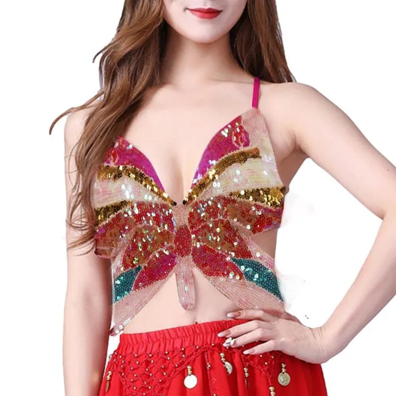 Butterfly Sequin Crop Tops