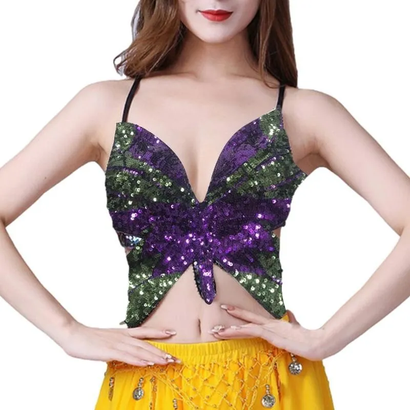 Butterfly Sequin Crop Tops