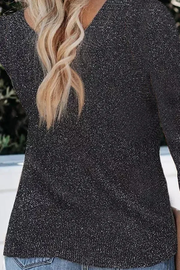 Casual Hot Drilling Patchwork Sequined O Neck Tops