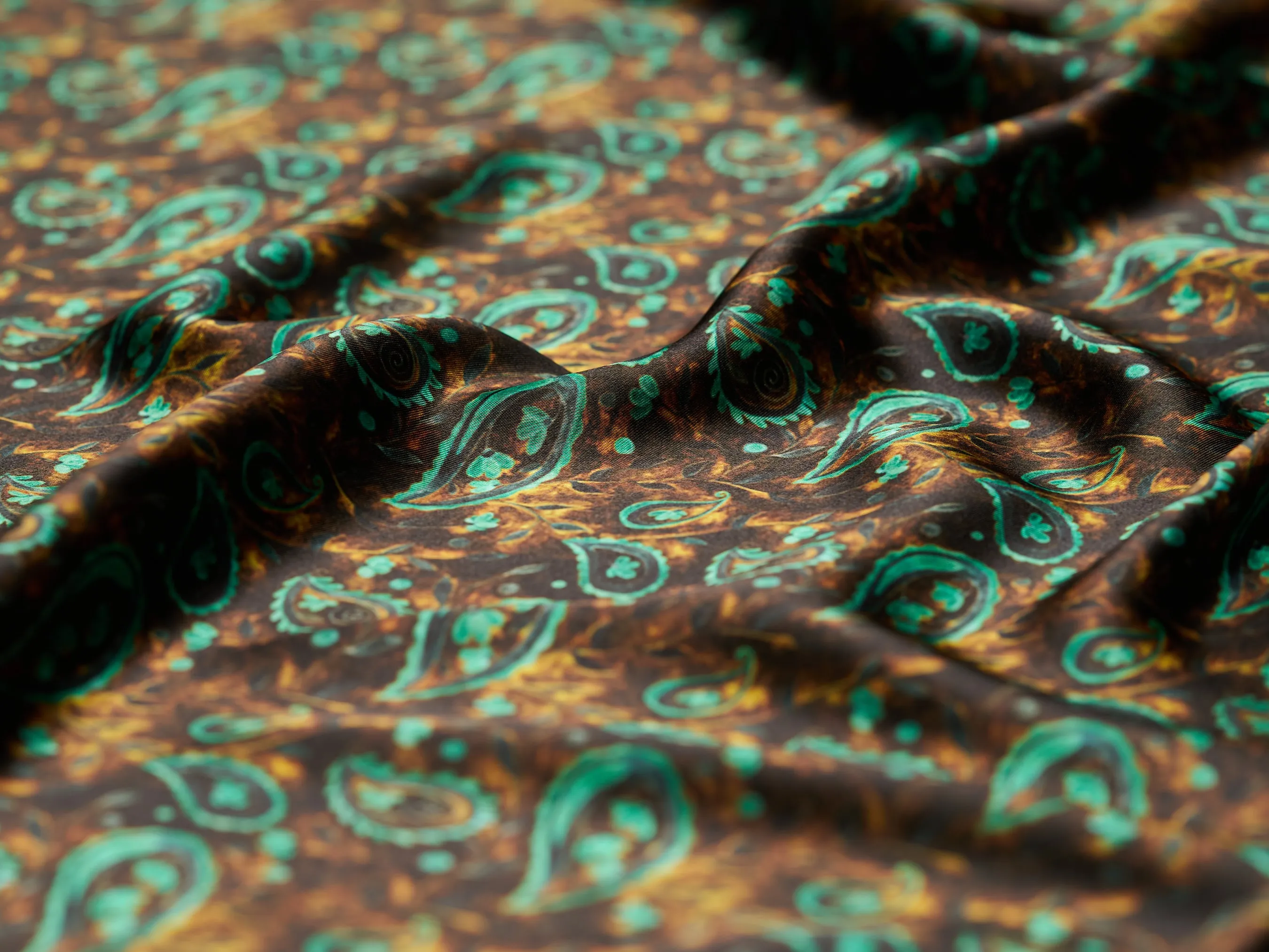 Charmeuse Satin  fabric by the yard -    Paisley print