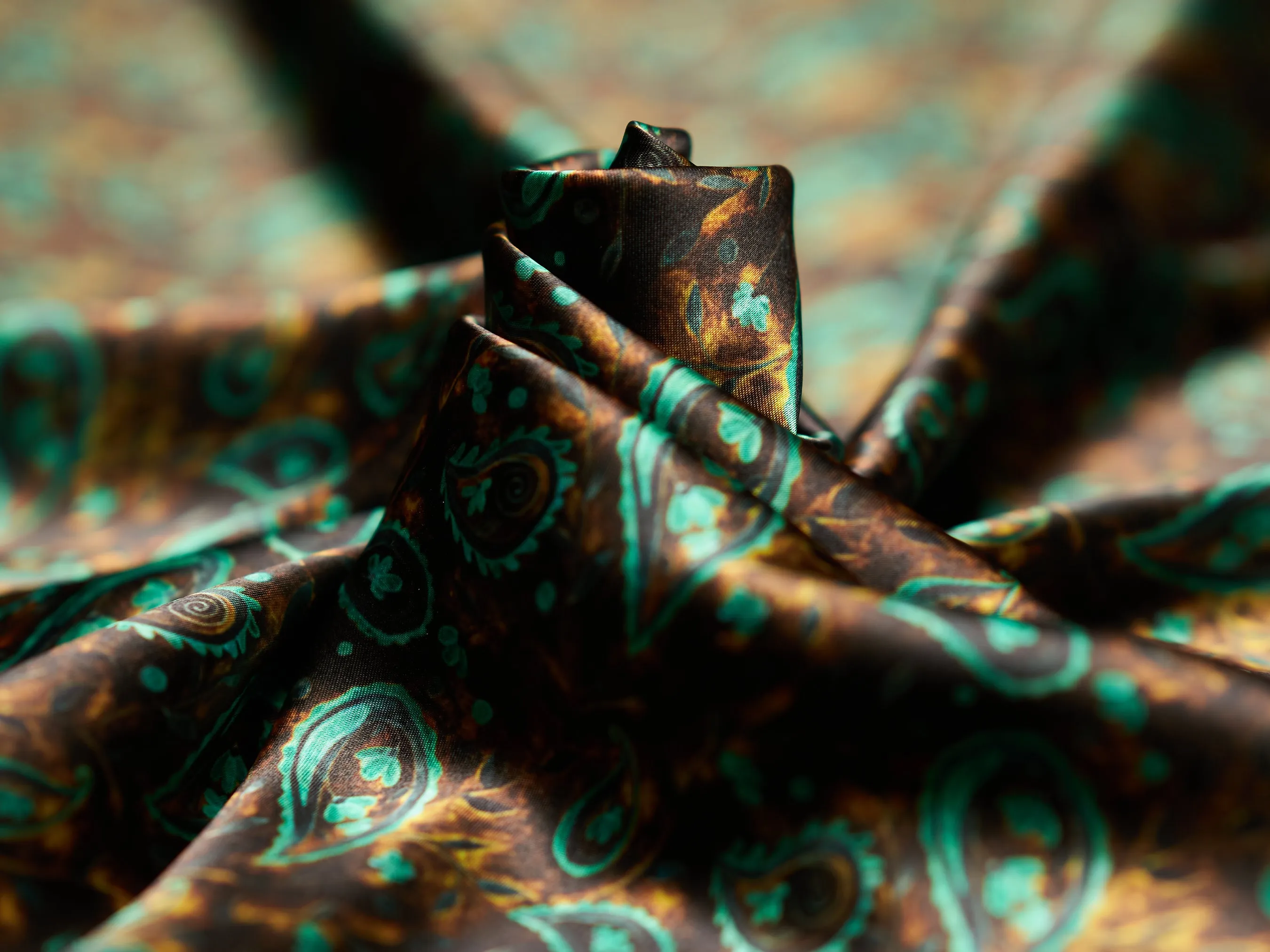 Charmeuse Satin  fabric by the yard -    Paisley print