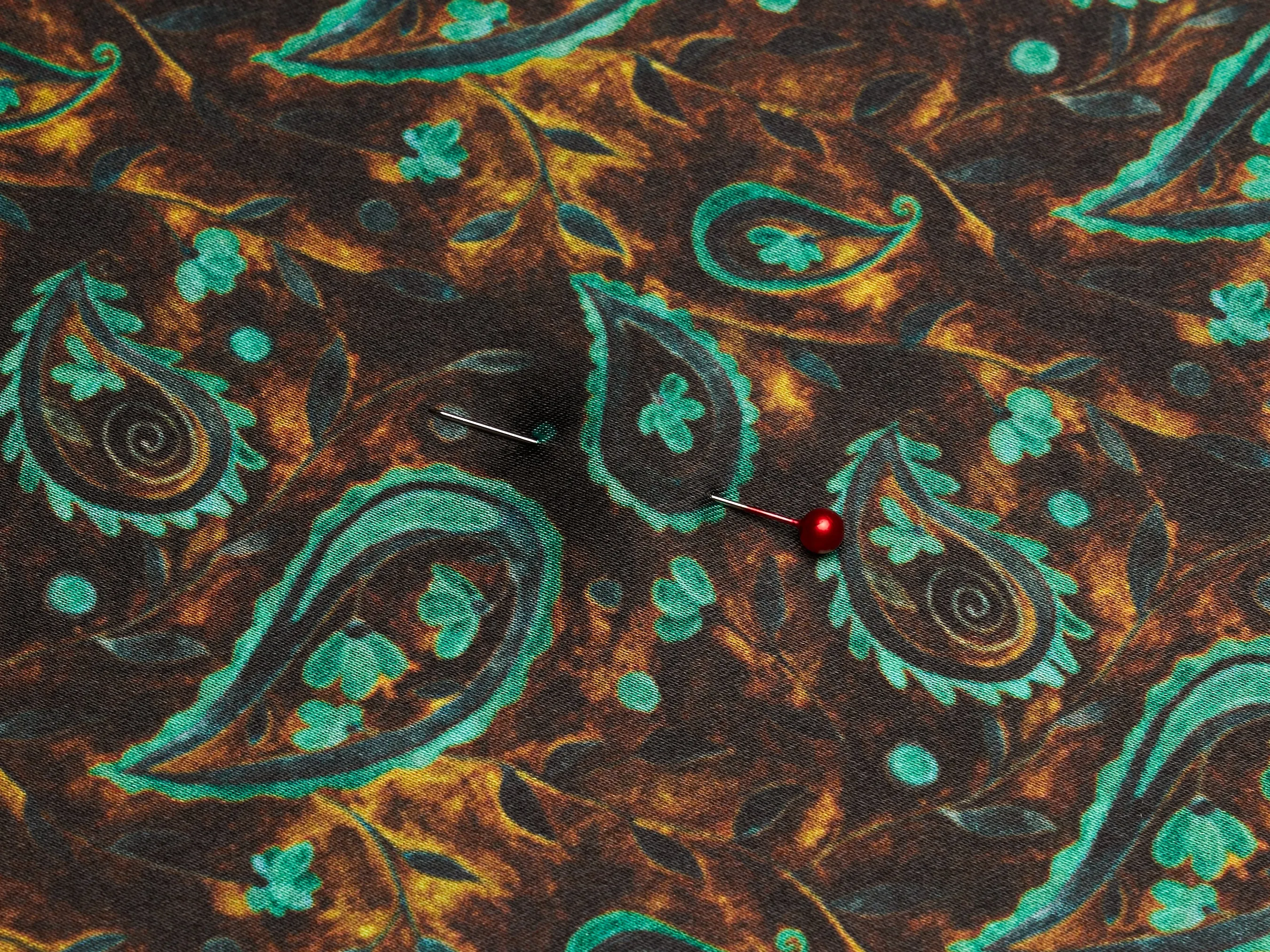 Charmeuse Satin  fabric by the yard -    Paisley print