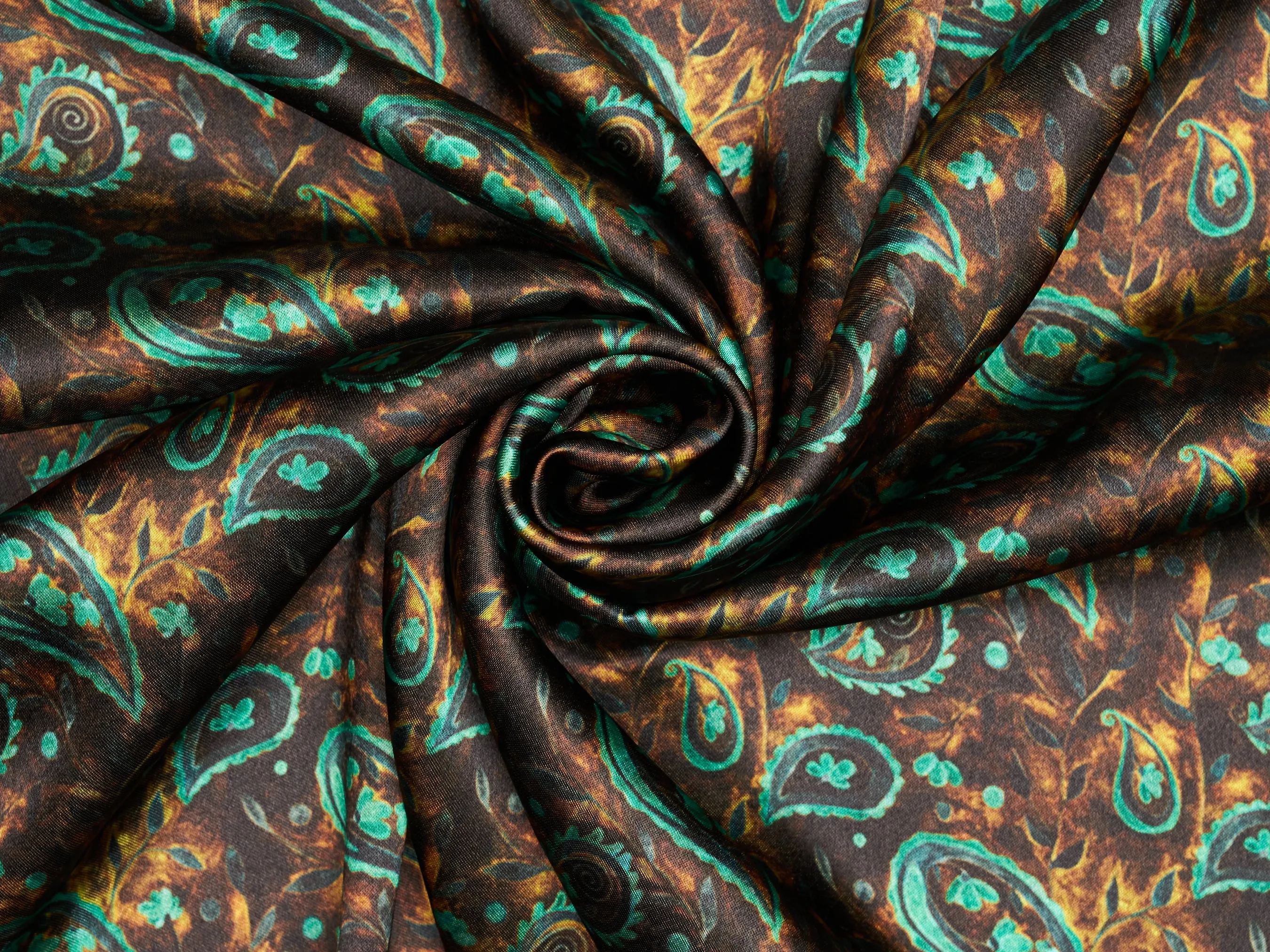 Charmeuse Satin  fabric by the yard -    Paisley print
