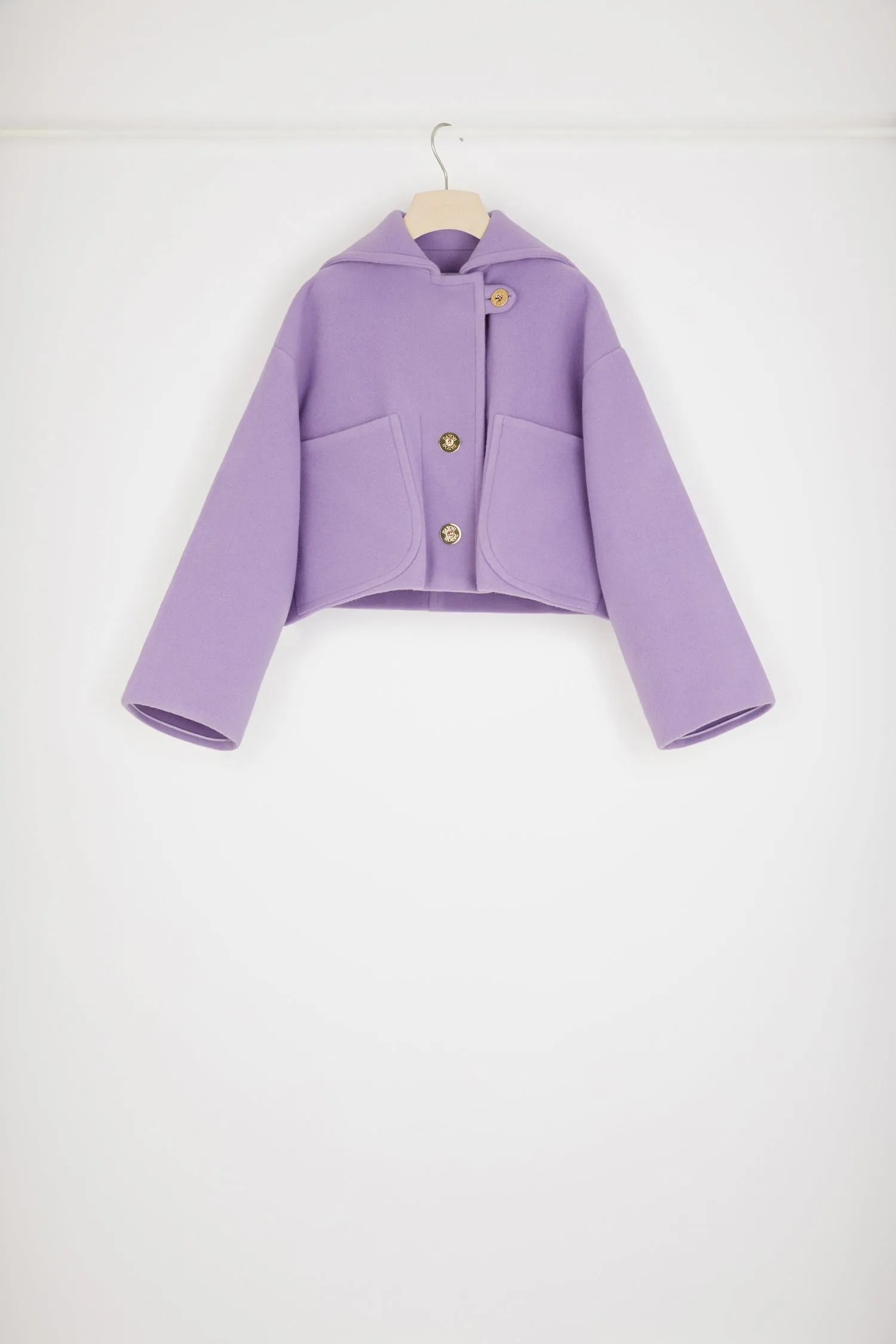 Cropped coat in double-faced wool