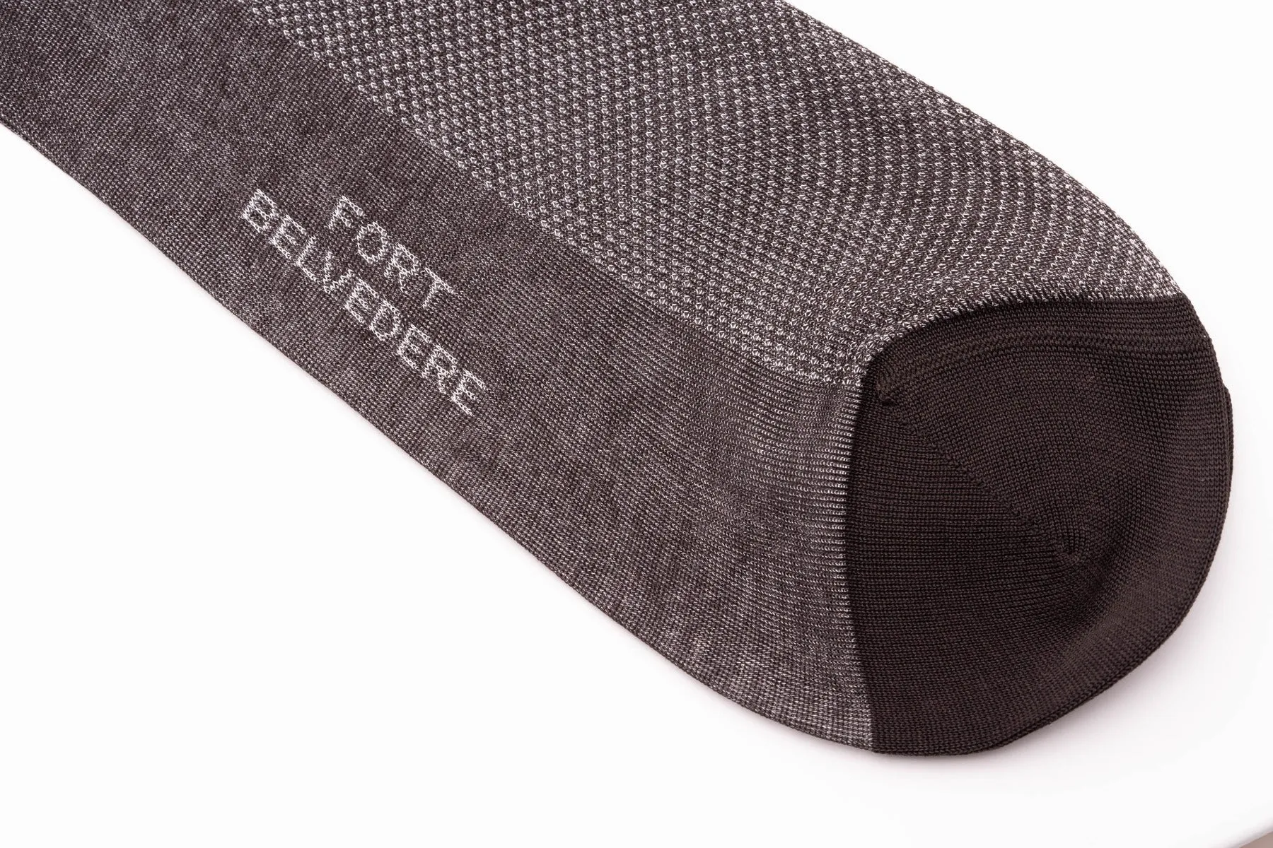 Dark Brown & White Two-Tone Solid Socks