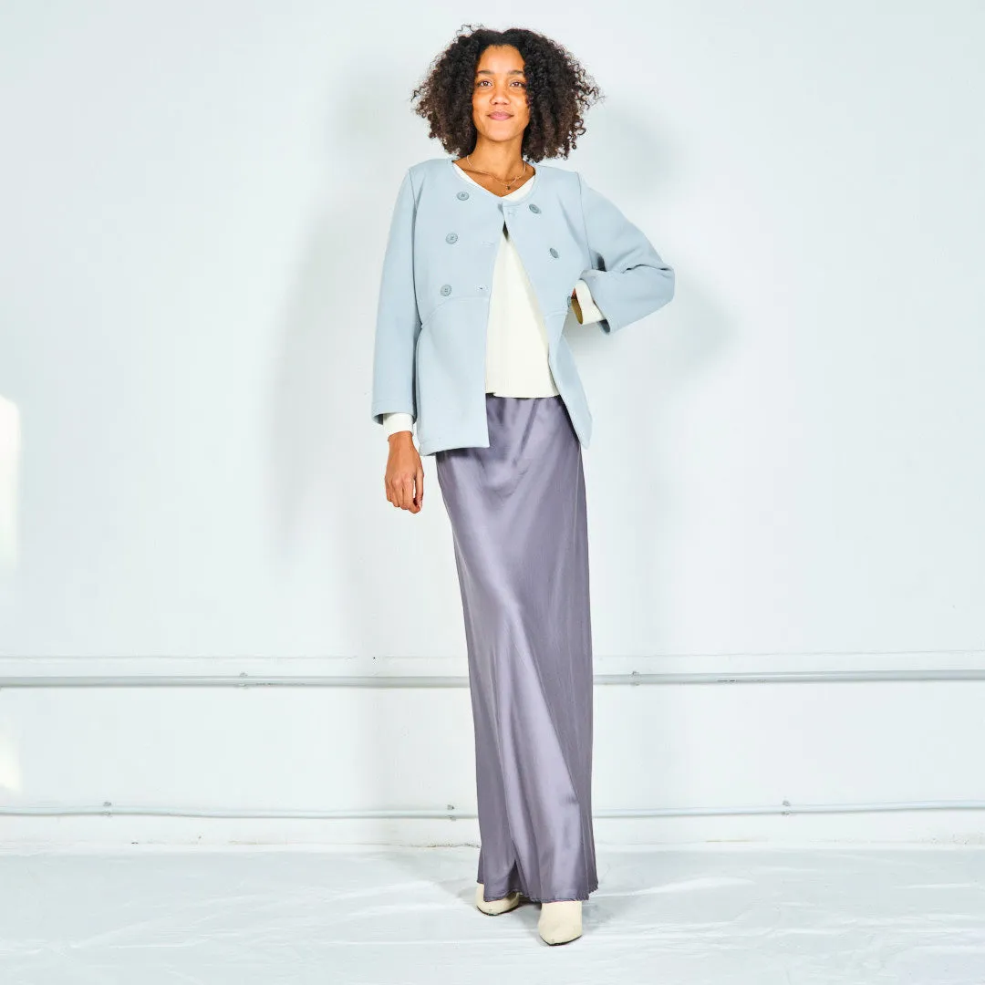 Double-breasted jacket with pleated details wholesale