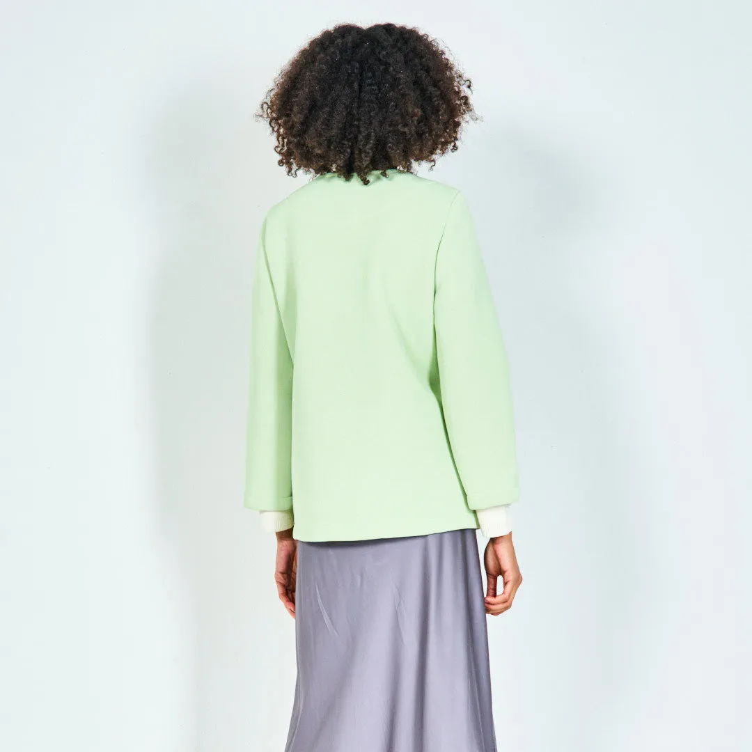 Double-breasted jacket with pleated details wholesale