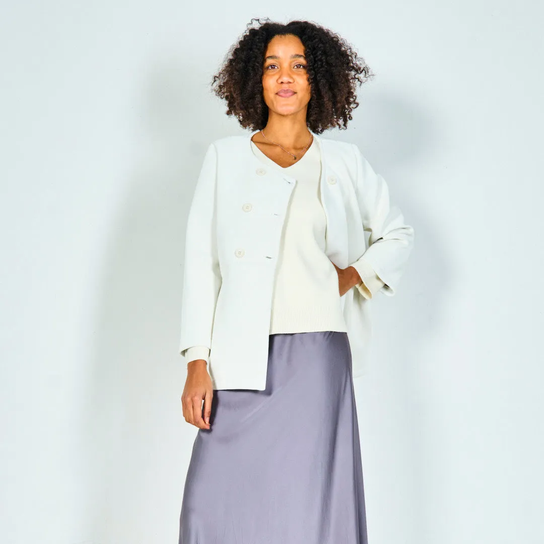 Double-breasted jacket with pleated details wholesale