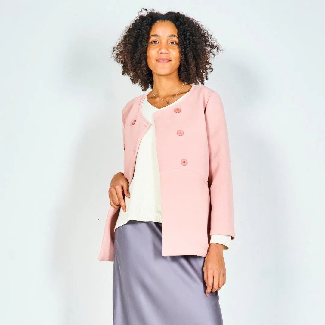 Double-breasted jacket with pleated details wholesale