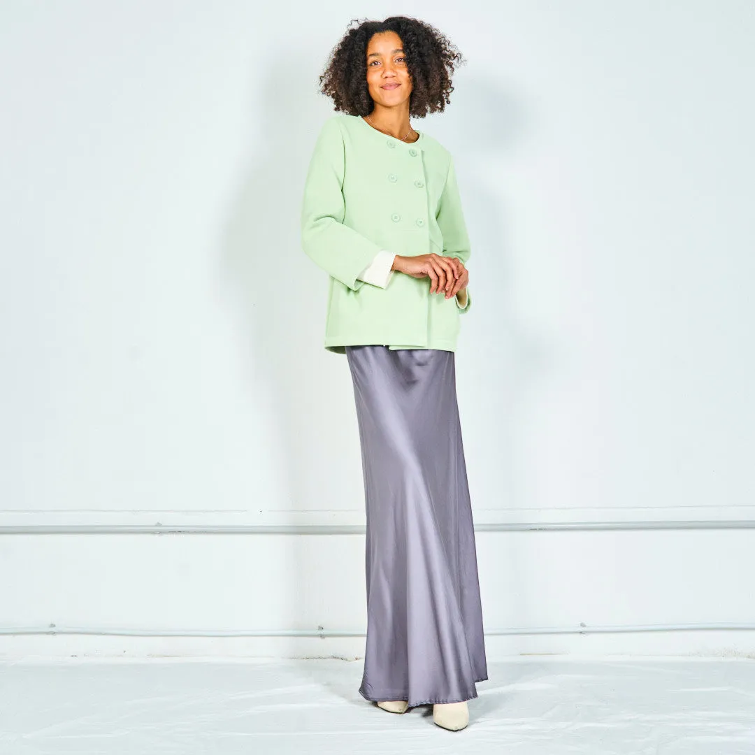Double-breasted jacket with pleated details wholesale