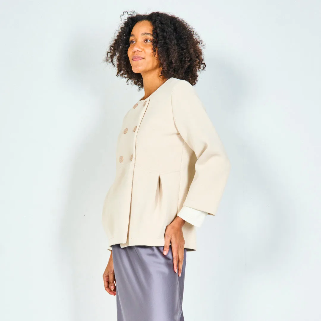 Double-breasted jacket with pleated details wholesale