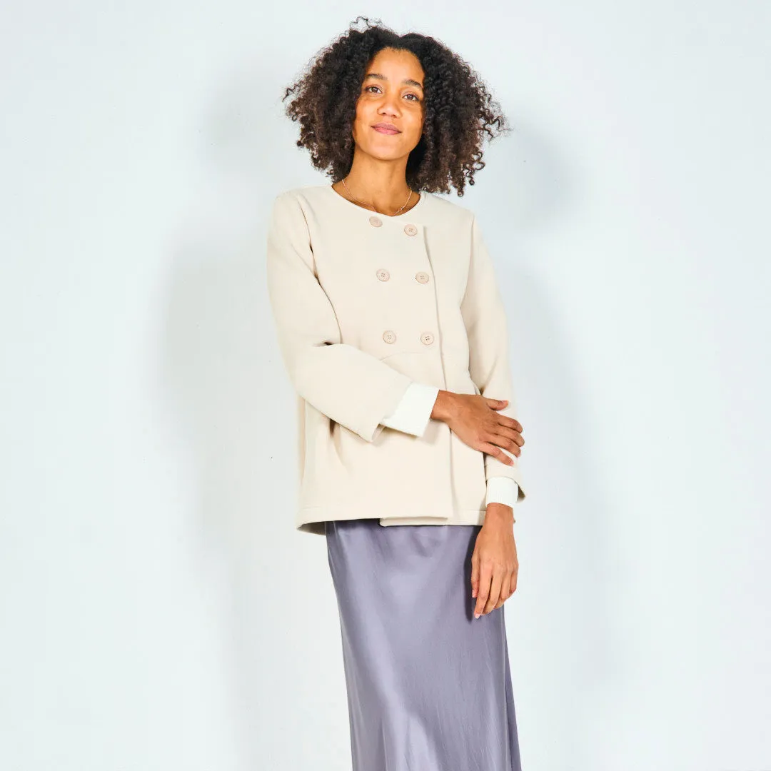 Double-breasted jacket with pleated details wholesale