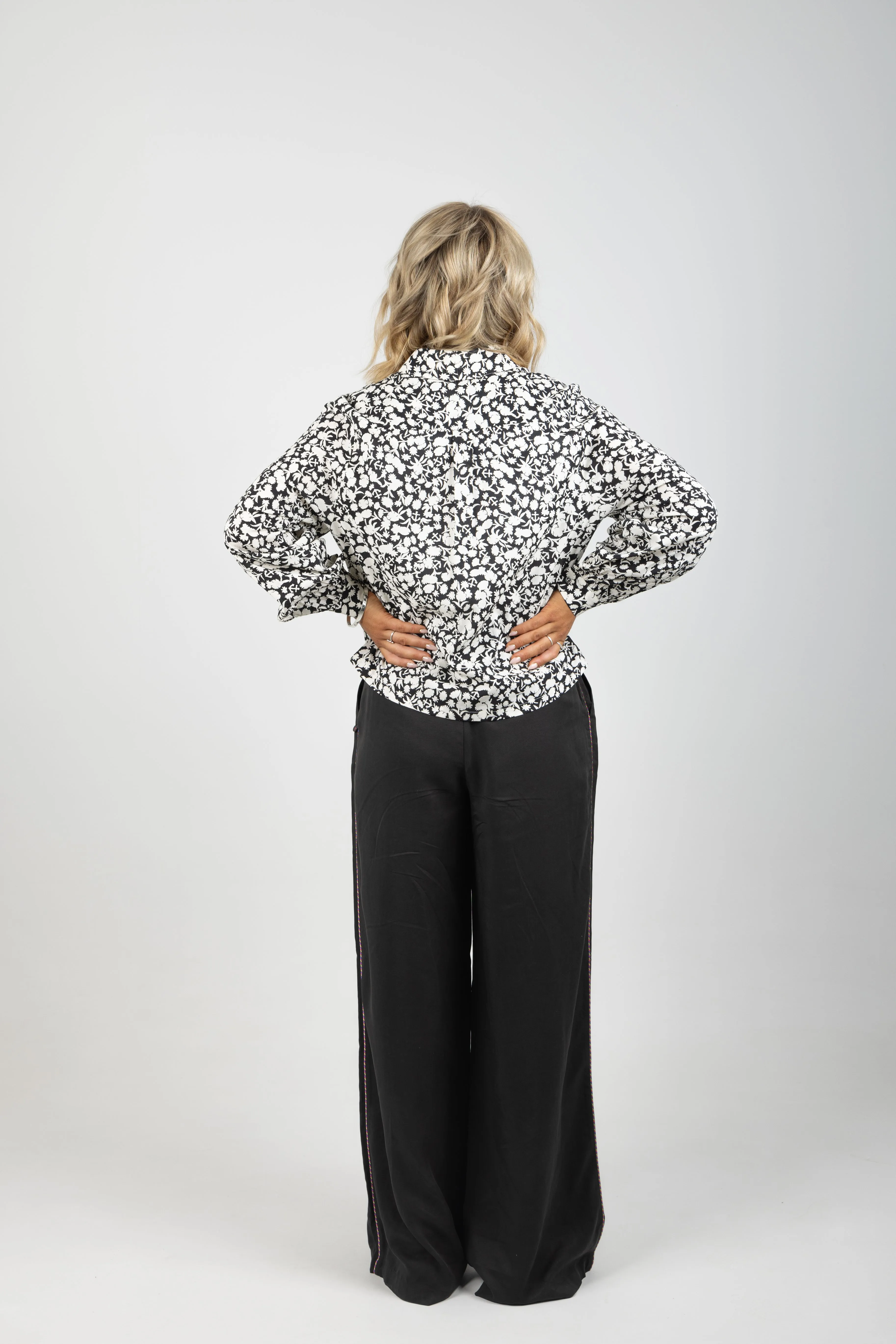 ELENI PIPING PANT EVENING BLACK