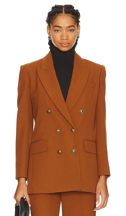 FRAME Double Breasted Slim Blazer in Cognac