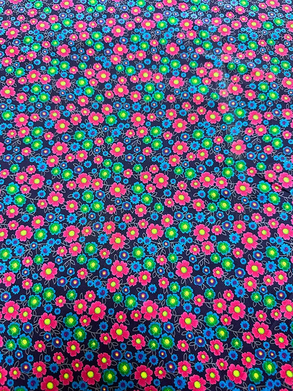 Fuschia Multi Floral Print Poly Charmeuse Satin Fabric