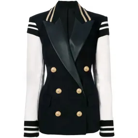 Gold Button Blazer Varsity Jacket