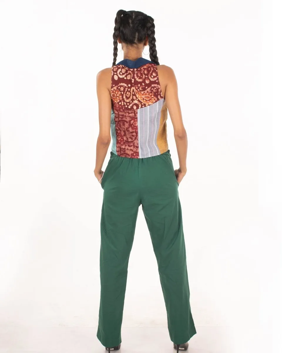 Green tea cotton Pleated trousers