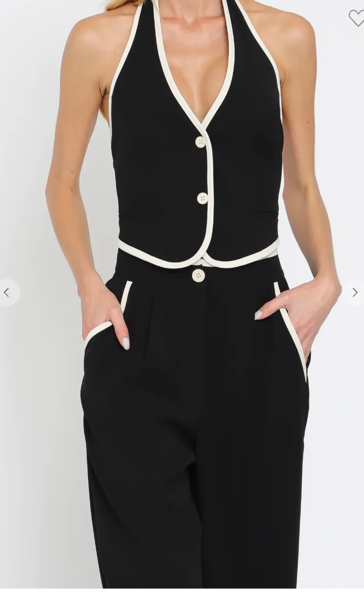 Halter Vest And High Waisted Pant Set