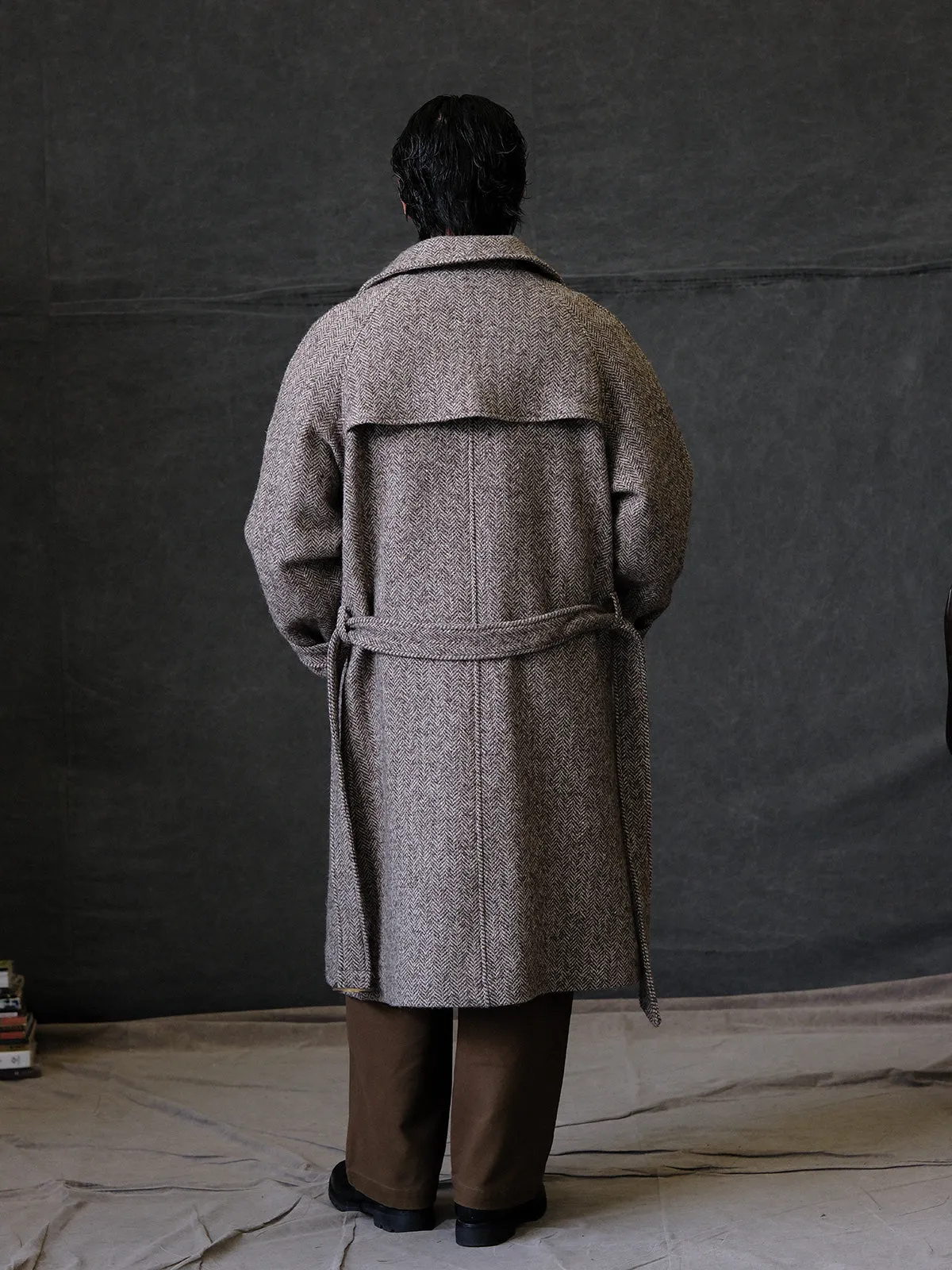 Herringbone Tweed Trench Coat