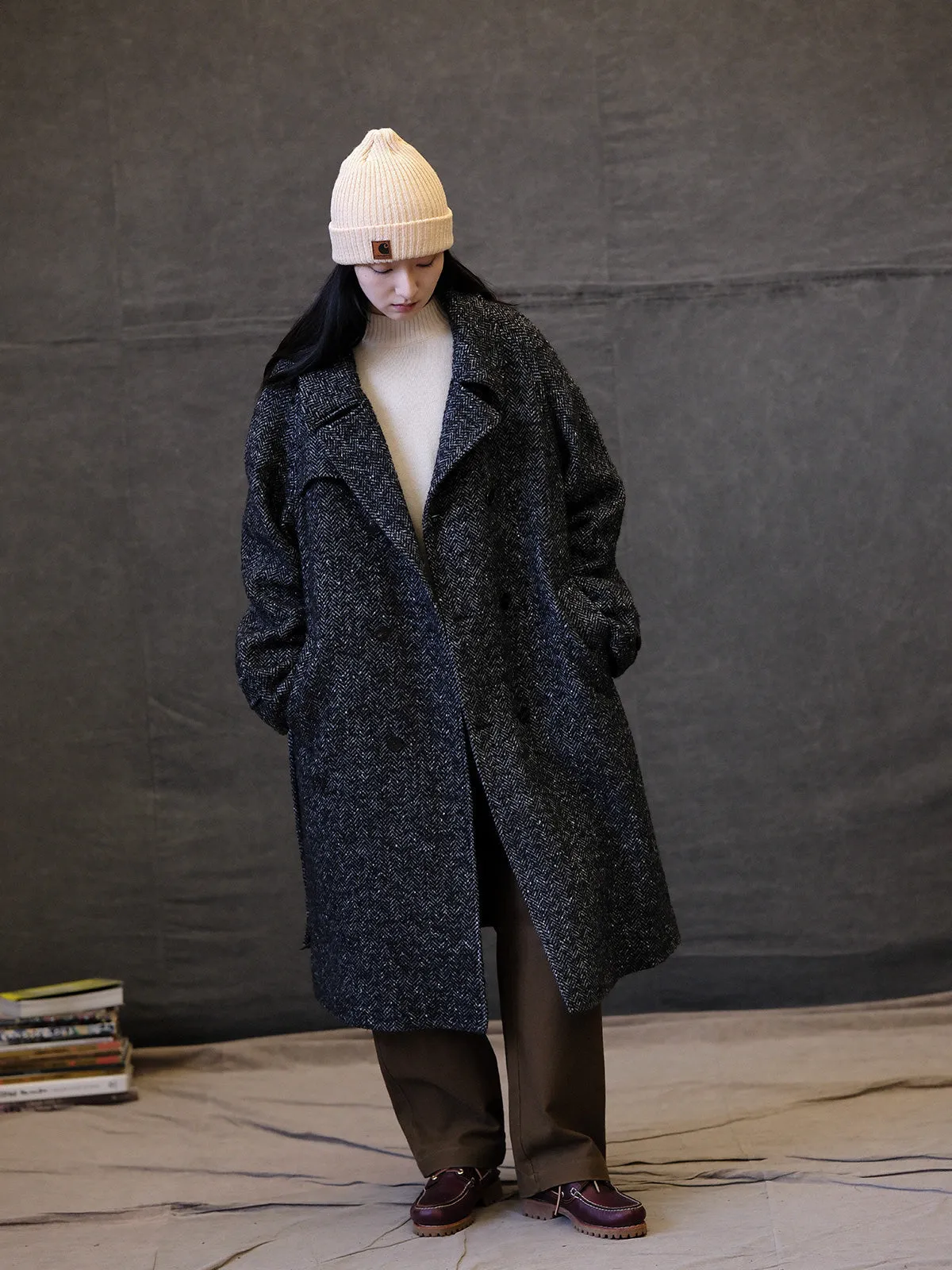 Herringbone Tweed Trench Coat