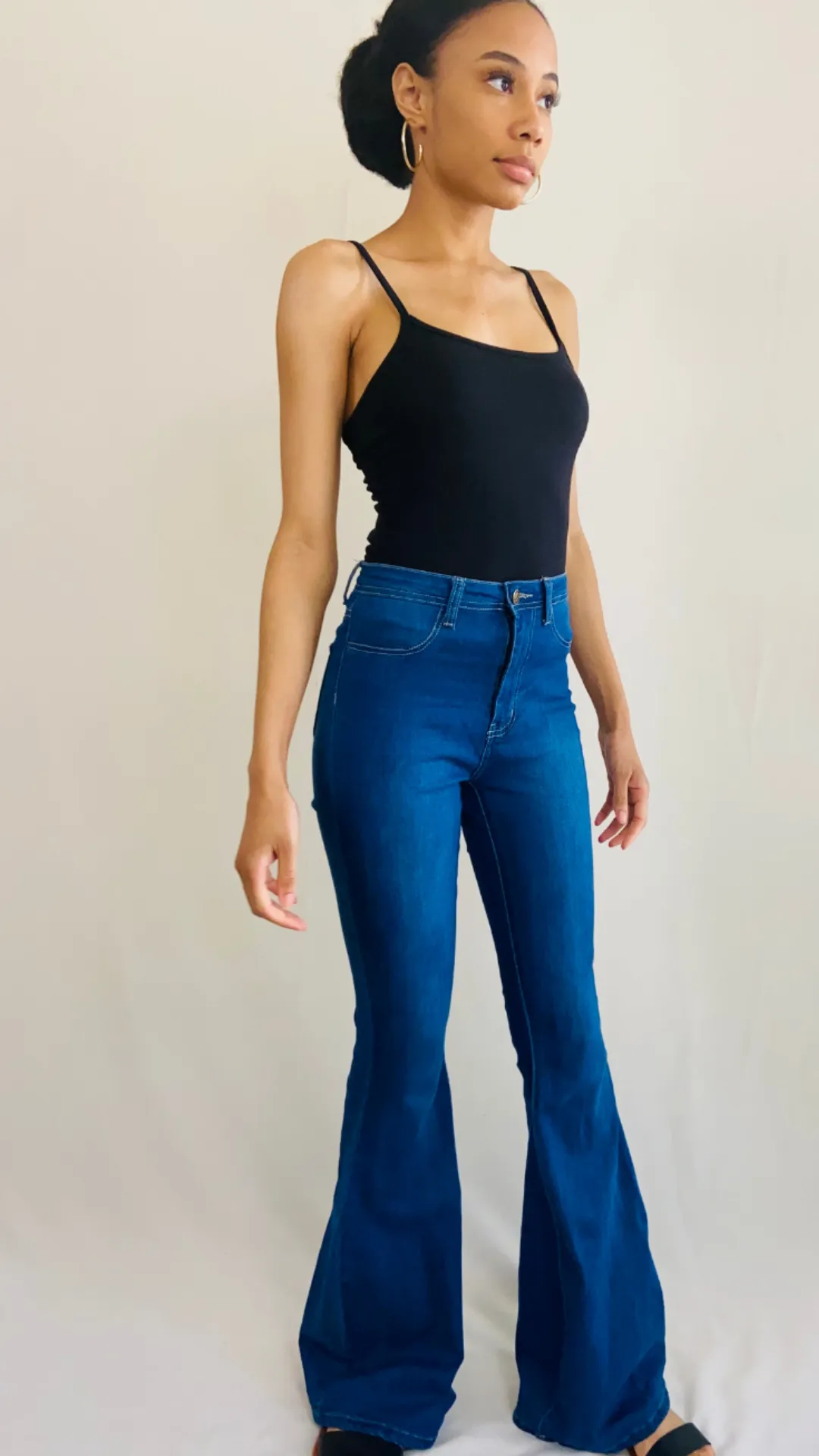 High Waist Bell Bottom Jeans- Indigo